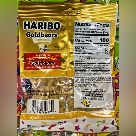Haribo Other X Haribo Pineapple Bears 10 Bags 4 Ounces Each Limited